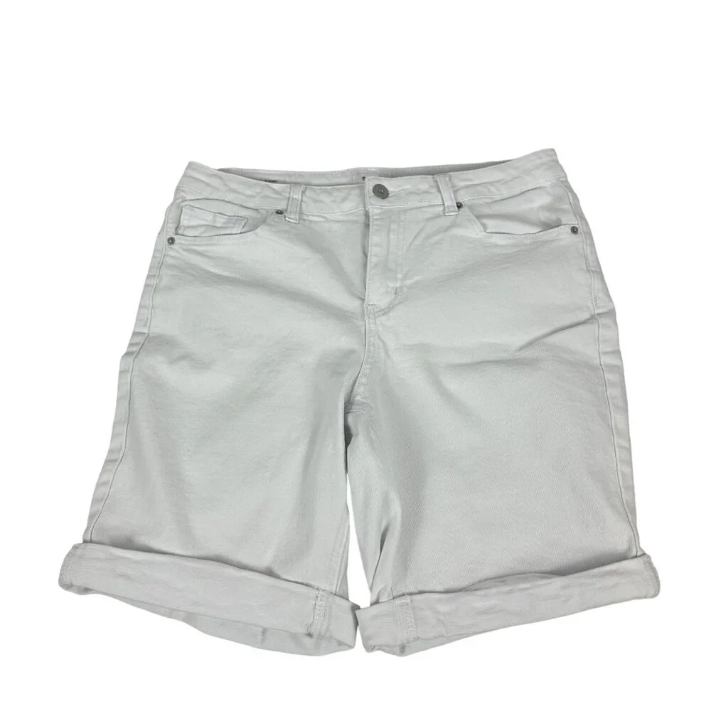 Bleu Womens White Denim Bermuda Shorts Size 10 Cotton/Spandex Blend - Picture 1 of 6